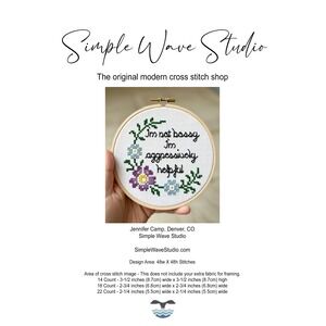 I'm not bossy I'm aggressively Helpful Subversive Quote Counted Cross Stitch Kit